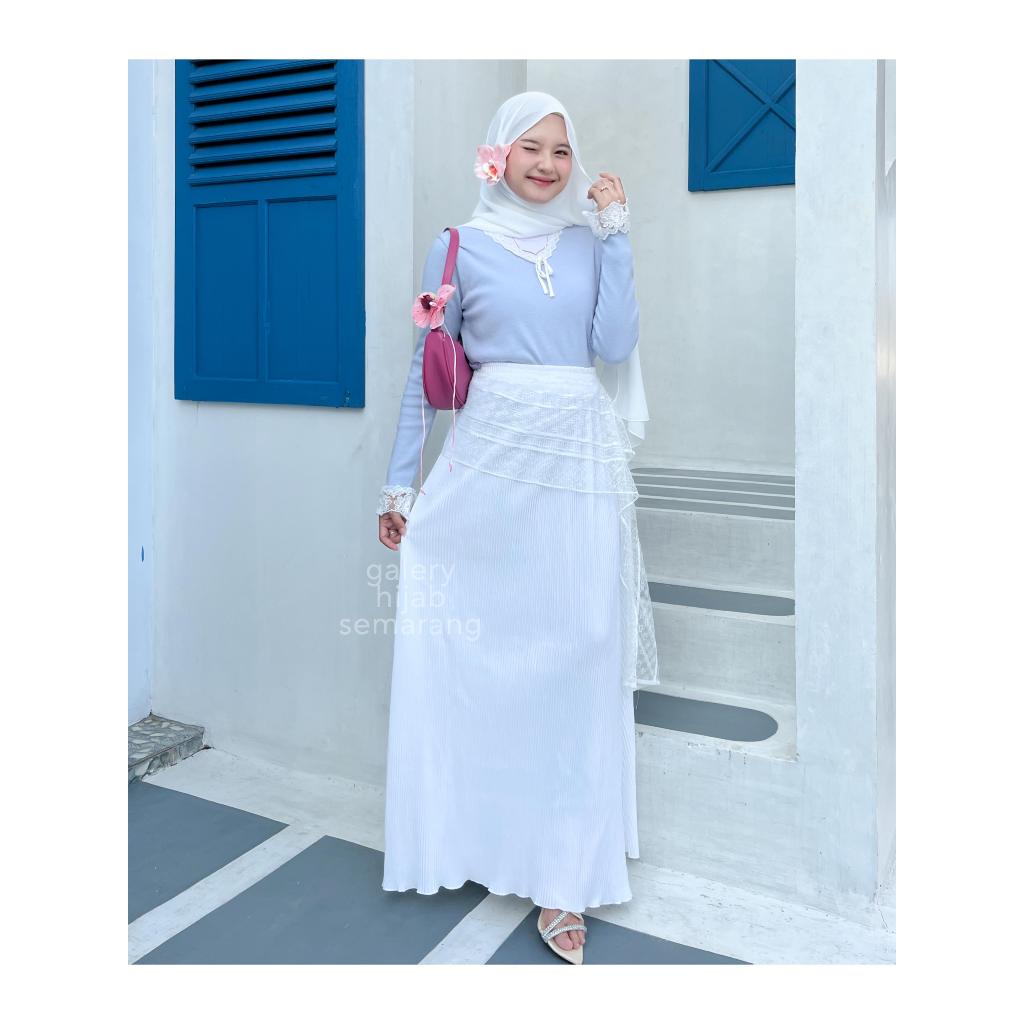 ROK VINTAGE - Lace skirt - Coquette Cottagecore Skirt Wanita