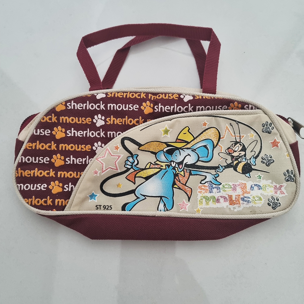 PRELOVED TAS TANGAN KECIL ANAK SHERLOCK MOUSE BISA UNTUK ALAT TULIS MENULIS