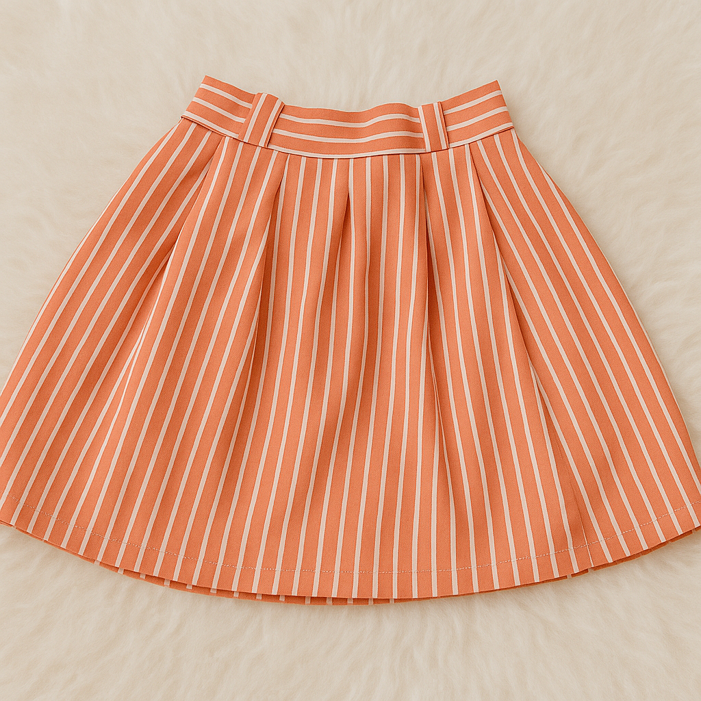 ROK A LINE SALUR / FLARE SKIRT MOTIF ROK GARIS PEACH