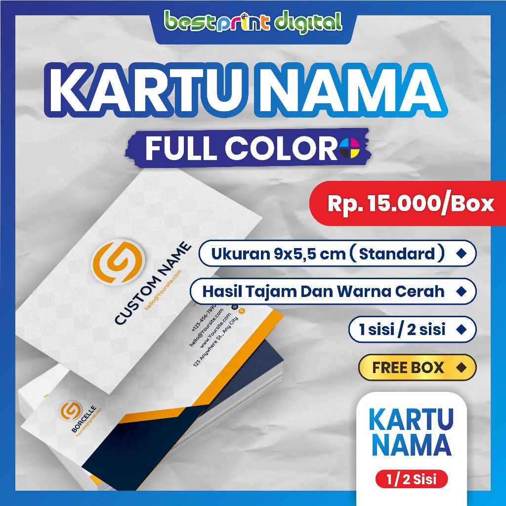 

KARTU NAMA MURAH // WARNA TAJAM //PROSES CEPAT, KUALITAS BAGUS // ART CARTOON 260 GSM