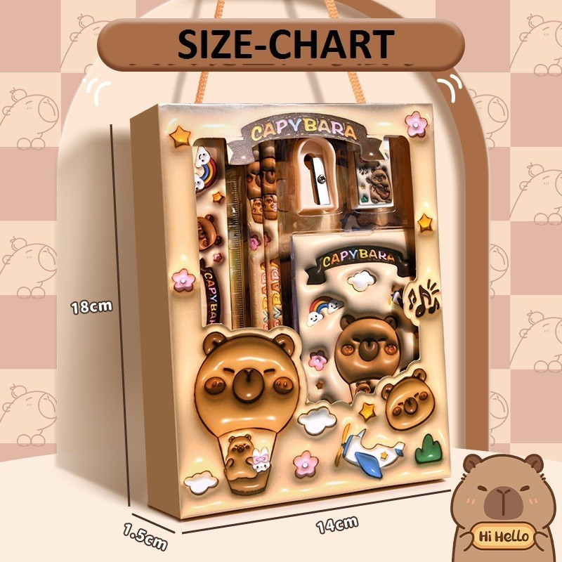 

ALAT TULIS SET EDISI CAPYBARA 5 IN 1 STATIONERY ATK ANAK SEKOLAH PAUD TK SD PENSIL PENGHAPUS RAUTAN