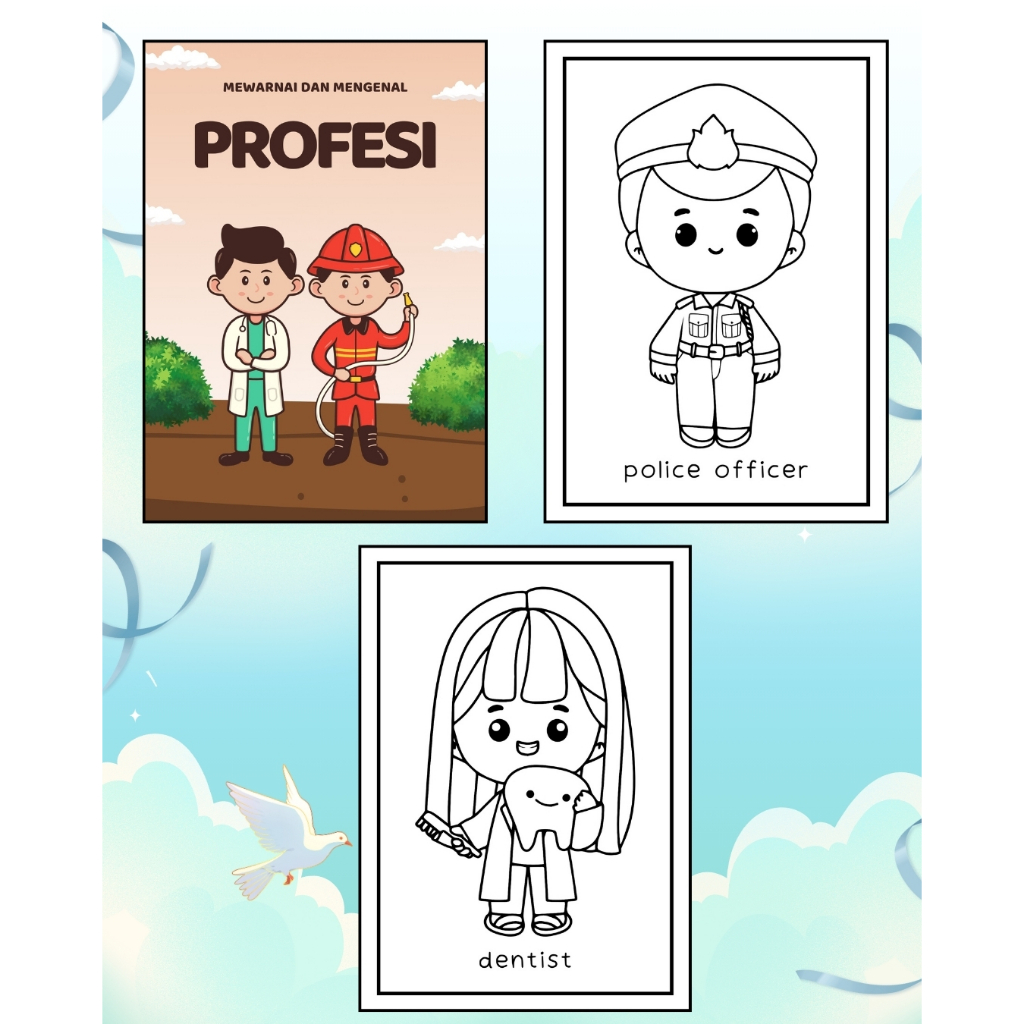 

LEMBAR KERTAS MEWARNAI - GAMBAR MEWARNAI - SKETSA ANAK TK - PAUD - PROFESI