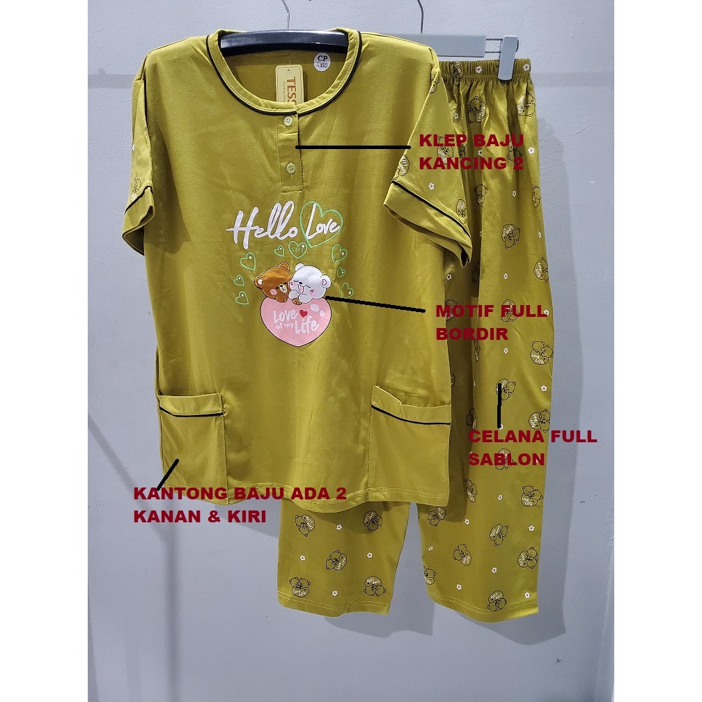 [Best Seller] Baju Tidur CP Jumbo Tessa/Babydoll Tessa CP Jumbo/Setelan Tessa Jumbo ( Lengan Pendek