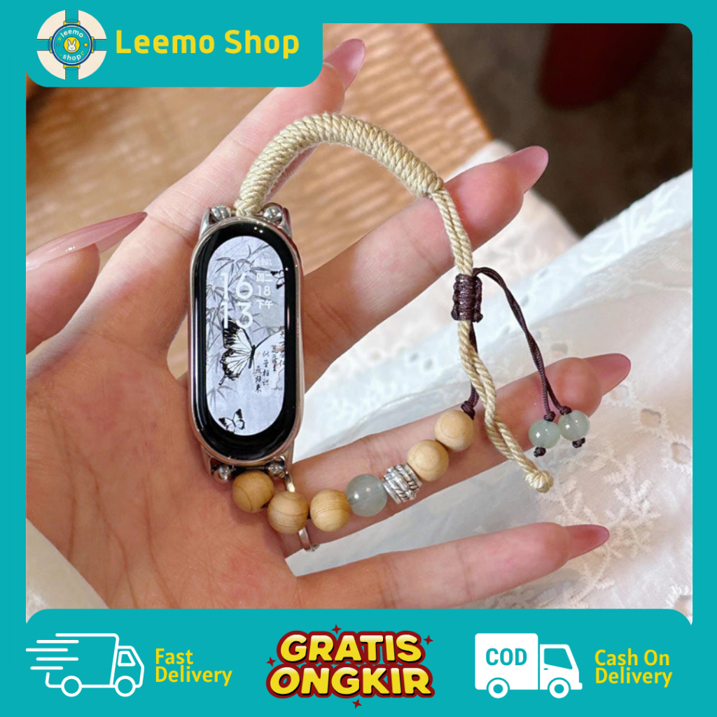 Tali Jam Straps Jam Mi Band 8 / Mi Band 9 Mi Band 10 Tali serut Manik-Manik Strap Jam untuk Mi Band 
