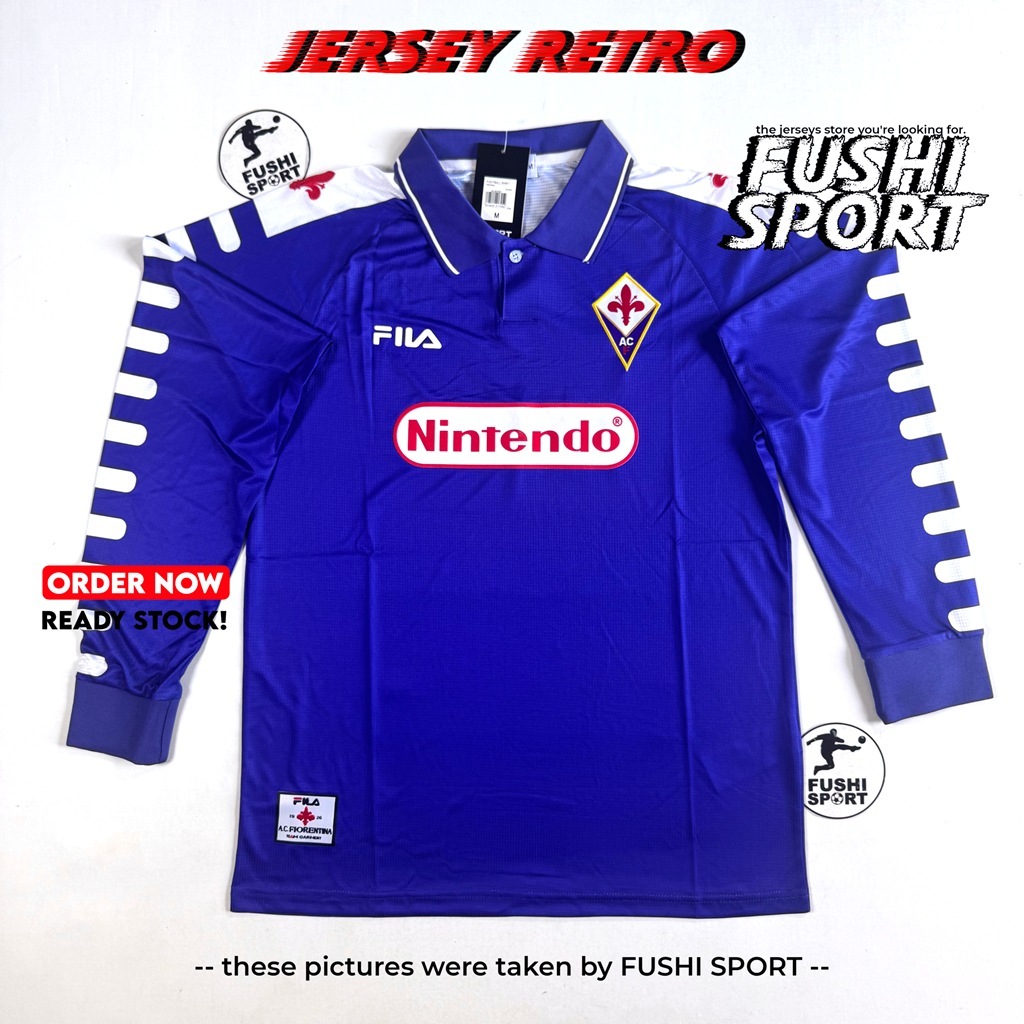 RETRO | Jersey Baju Bola Fiorentina Home Nintendo 1998 1999 Lengan Panjang Long Sleeve