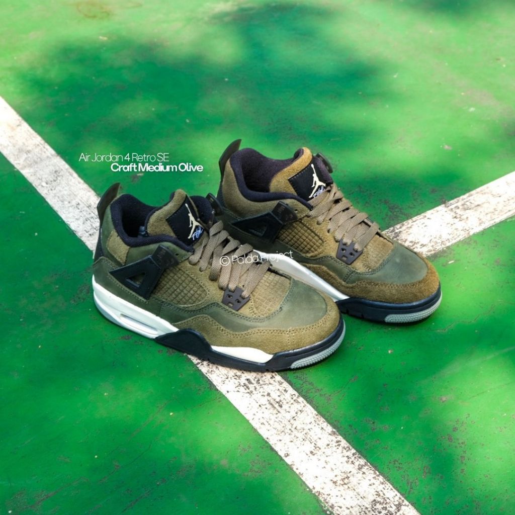 Sneakers Shoes Nike Air Jordan 4 Retro SE Craft Medium Olive GS (FB9928 200) - 100% Original