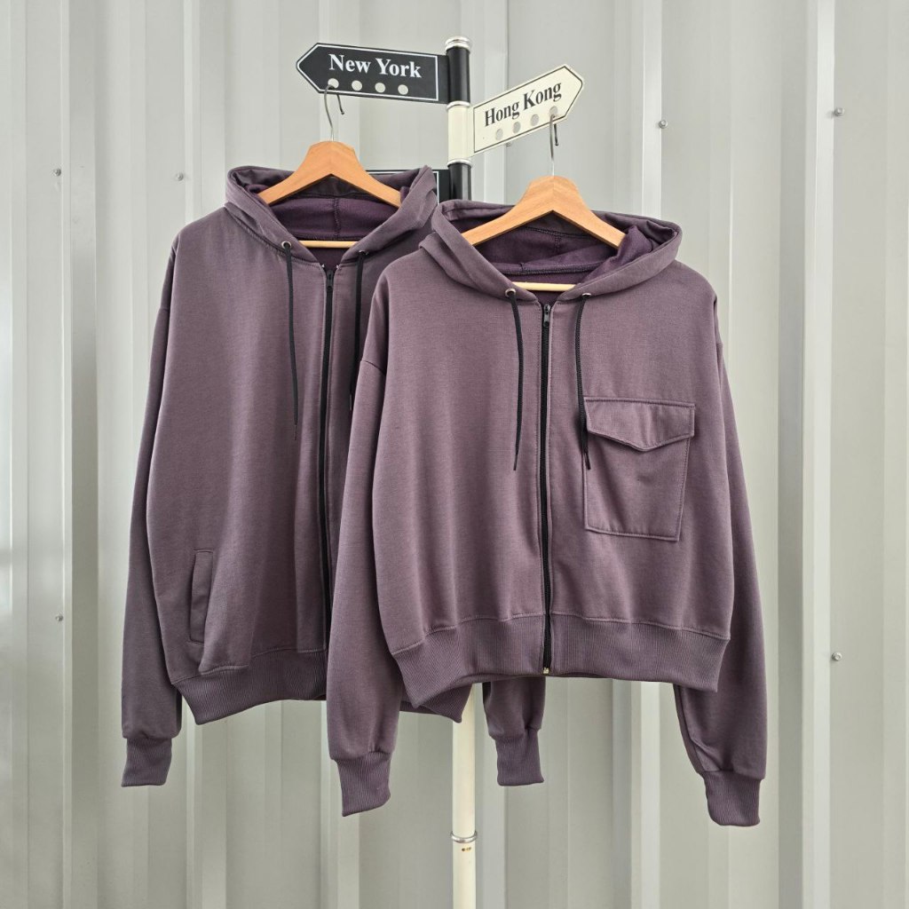 ( isi 2 pcs) Jaket couple pasangan Polos terbaru - Nami hoodie crop - hodie couple pasangan