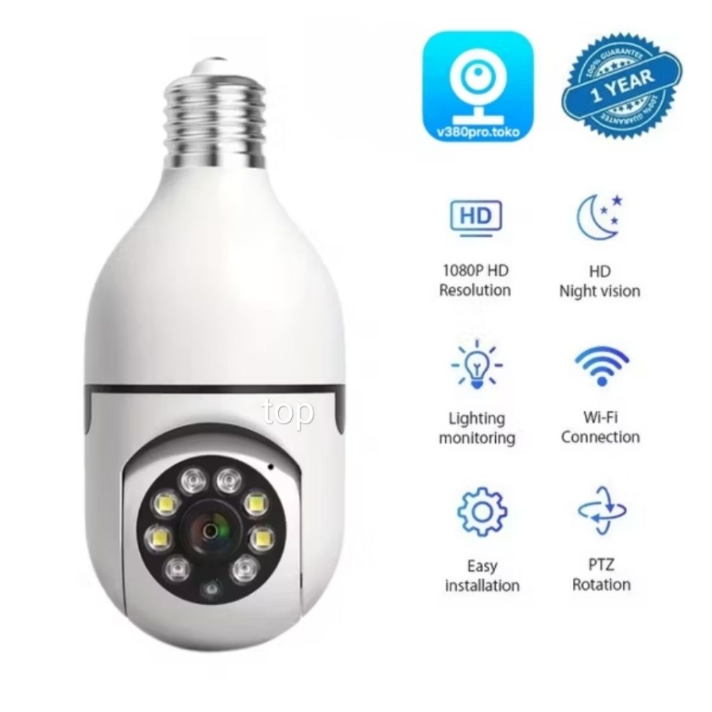 CCTV Lampu V380 Pro Kamera CCTV Wifi Bohlam 360° PTZ IP