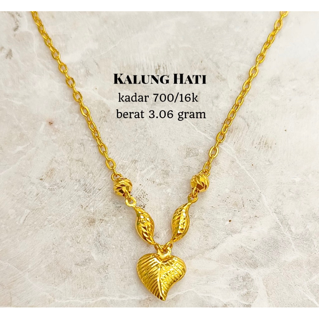 Kalung emas asli kadar 700 model hati susun