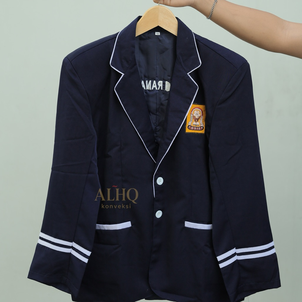 Jas Almamater Bordir (COD) Jas Almamater Osis Navy lis putih