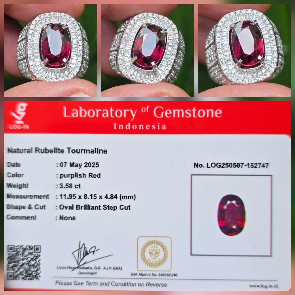 Batu Natural Rubellite Tourmaline Top Luster Memo 3.58 crt