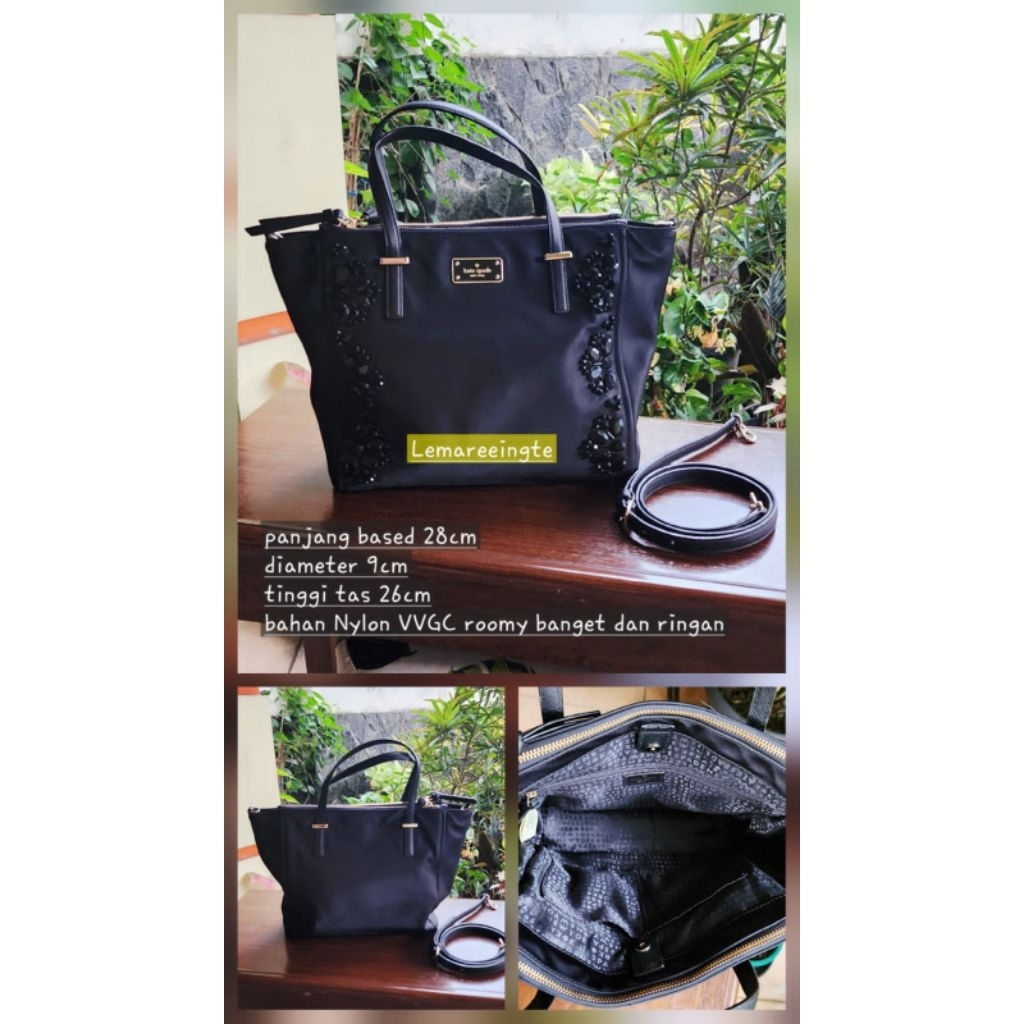 Kate Spade Alyse Wilson Road Embellished Black Bag Preloved - Tas Kate Spade Hitam Preloved