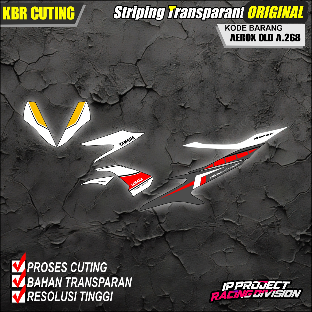(COD)STRIPING ORIGINAL MOTOR YAMAHA AEROX 155 OLD 2016-2020 DESAIN RACING HOLOGRAM DAN TRANSPARAN
