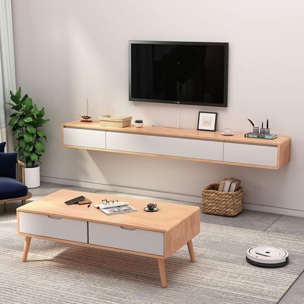 Meja gantung oval minimalis/ meja tv oval minimalis