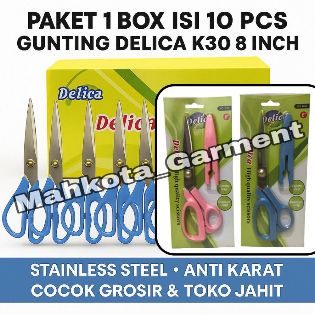 

1 Box Isi 10 Pcs Gunting Delica K30 8 Inch Stainless Steel Anti Karat | Gunting Jahit Kain Serbaguna