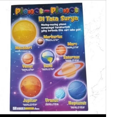 poster mainan edukasi anak belajar seri planet planet tata surya