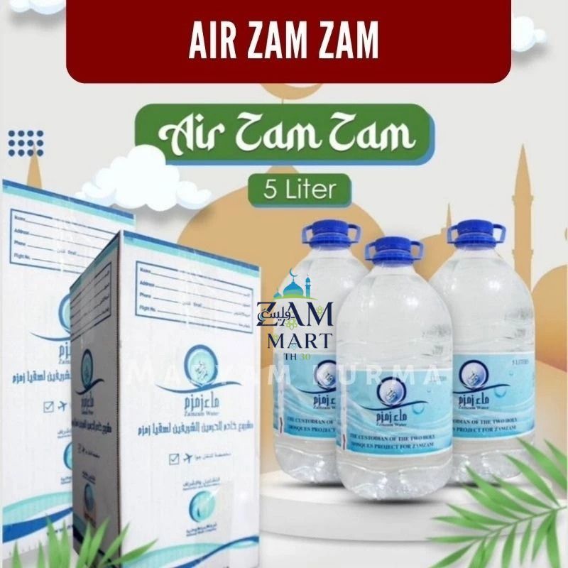 

Air Zam Zam Kemasan Galon 5 Liter Dengan Box/Zam Zam Asli Tanpa Campuran