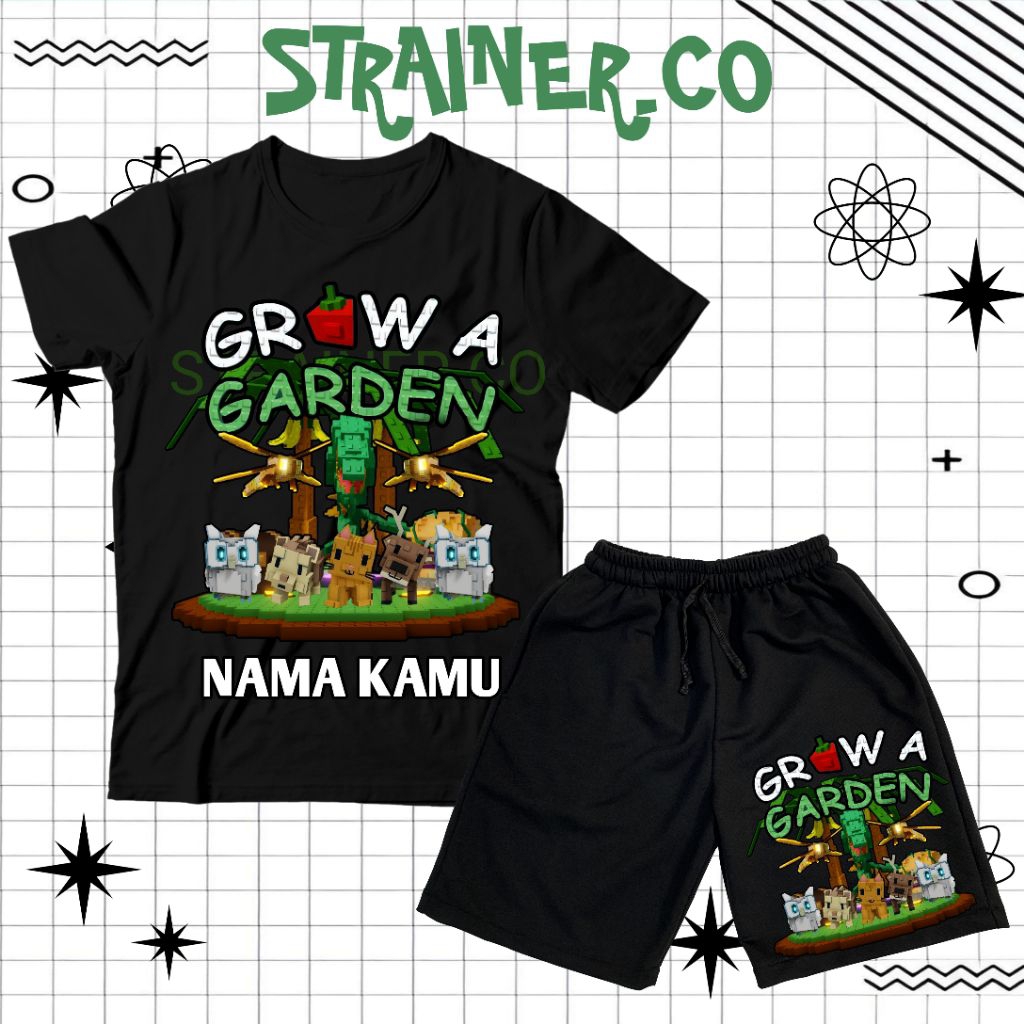 (BISA COD) Setelan Fashion Kaos Anak Baju Anak Celana Pendek Anak GROW A GARDEN  PETS CROPS Set Kaos