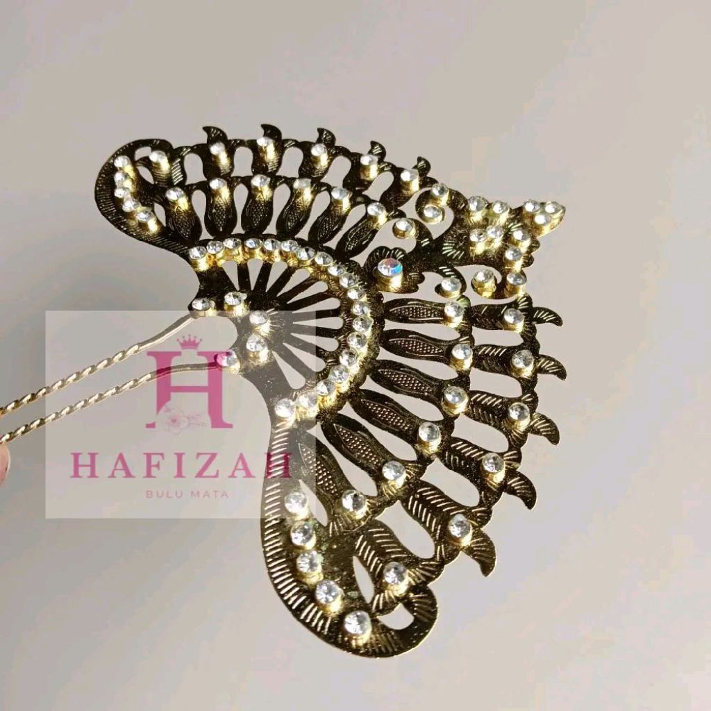HAFIZAH Mentul Sariayu Sisipan Merak Tulip Aksesoris Tusuk Sanggul Tari Gold Motif Elegan untuk Tari