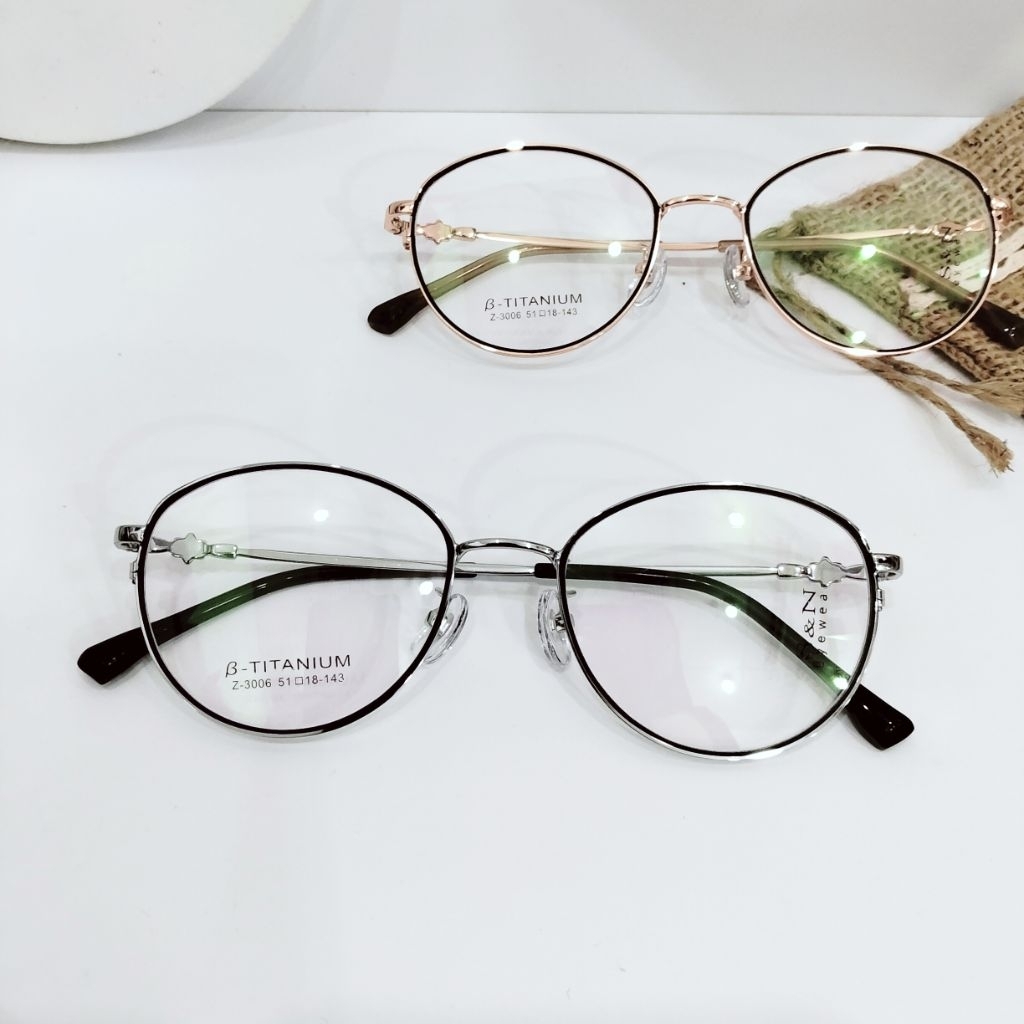 OMAH KACAMATA - Z3006 Frame kacamata oval pria wanita besi tipis minus plus anti radiasi photocromik