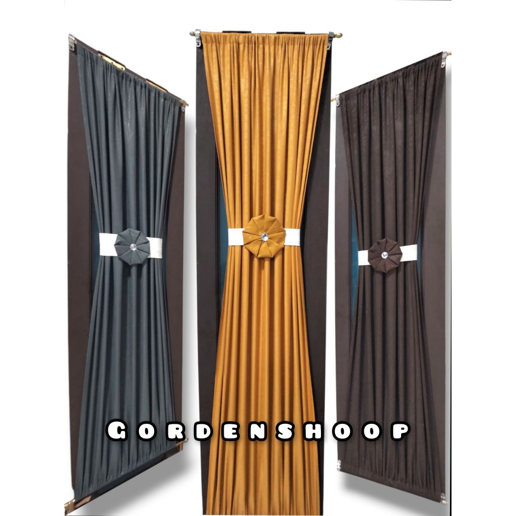 Gorden kupu kupu jendela minimalis polos embos / Gorden pita ikat tengah kupu kupu / Gorden Pendek K