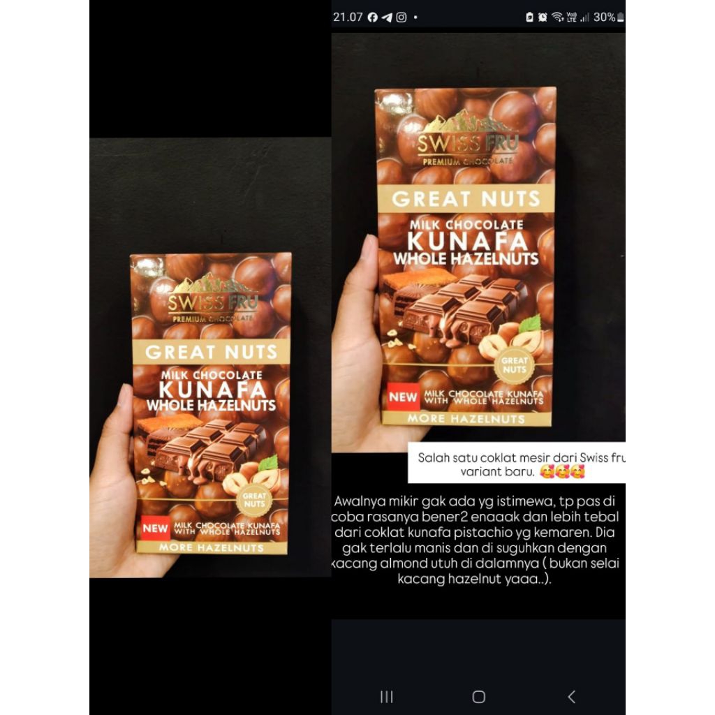 

Coklat Dubai Great Nuts Milk Chocolate Kunafa Whole Hazelnuts Swiss Fru