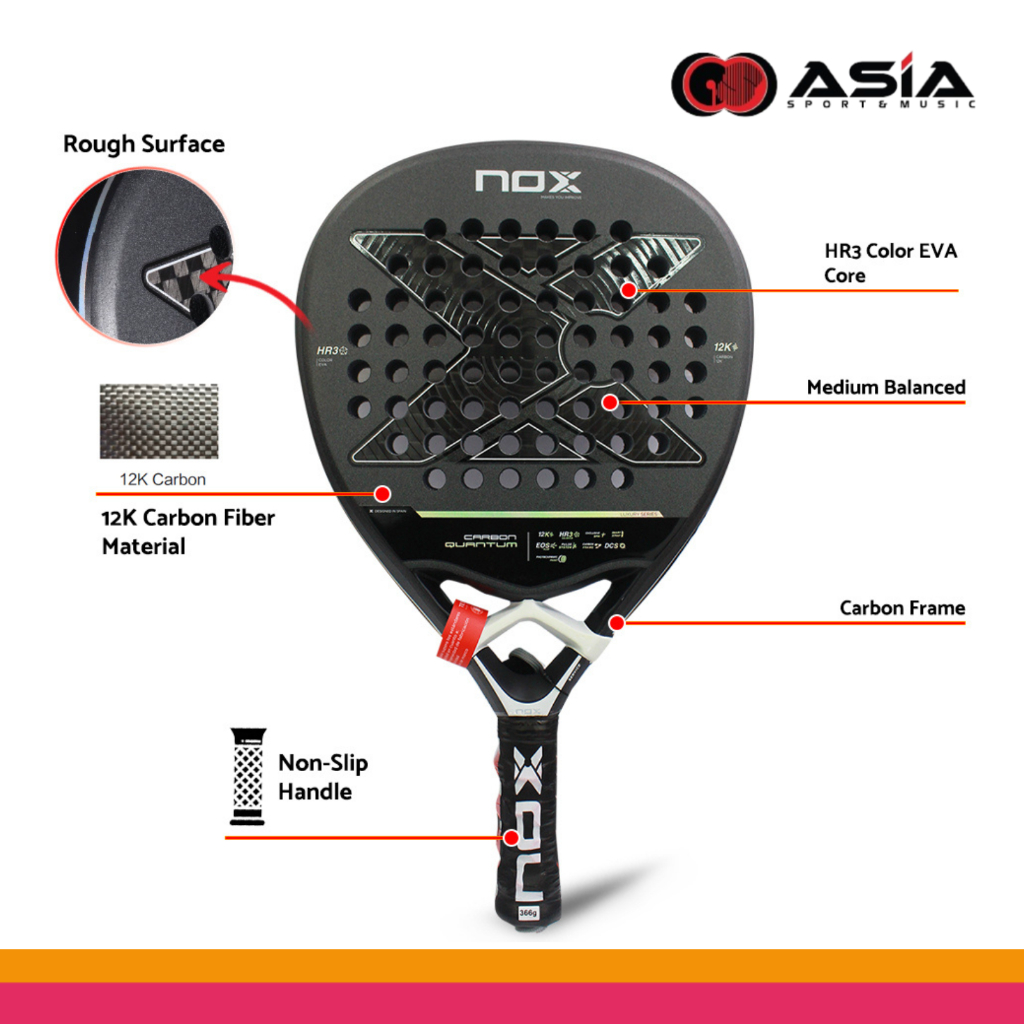 Racket Padel Nox Carbon Quantum 12K | Raket Bola Padel Nox Karbon 12K Bonus Tas
