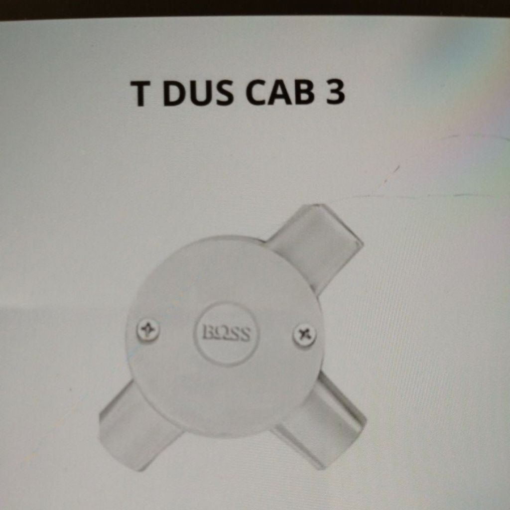 T DUS 20MM MERK BOSS WARNA PUTIH CABANG 3 DAN 4 ECER SATUAN