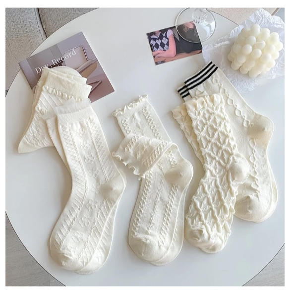 [Gemmyora] Shine Kaos Kaki Anak Perempuan Kaos Kaki Anak Polos Putih