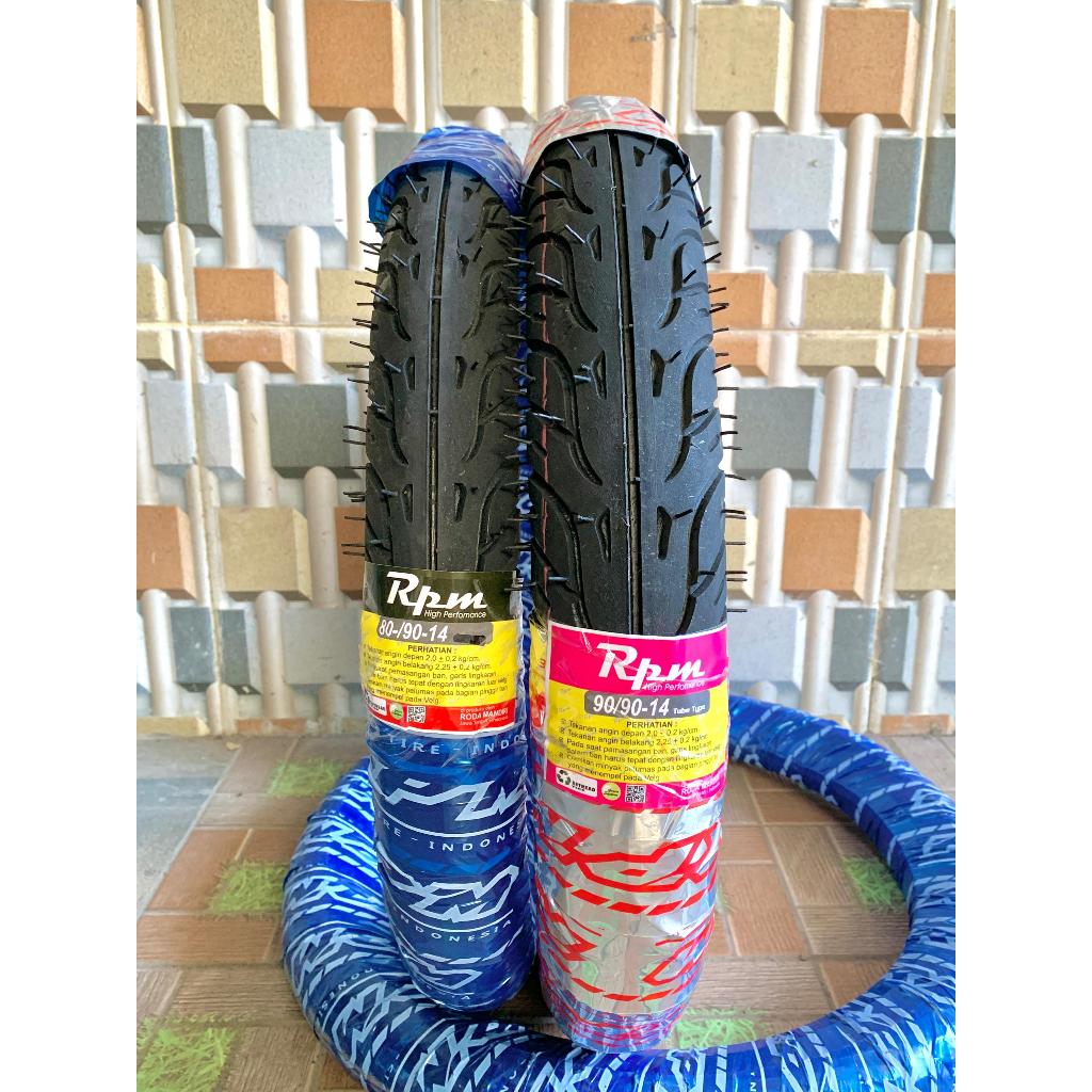 SEPASANG BAN RPM MOTOR 80/90-14 DAN 90/90-14 TUBETYPE BAN METIC
