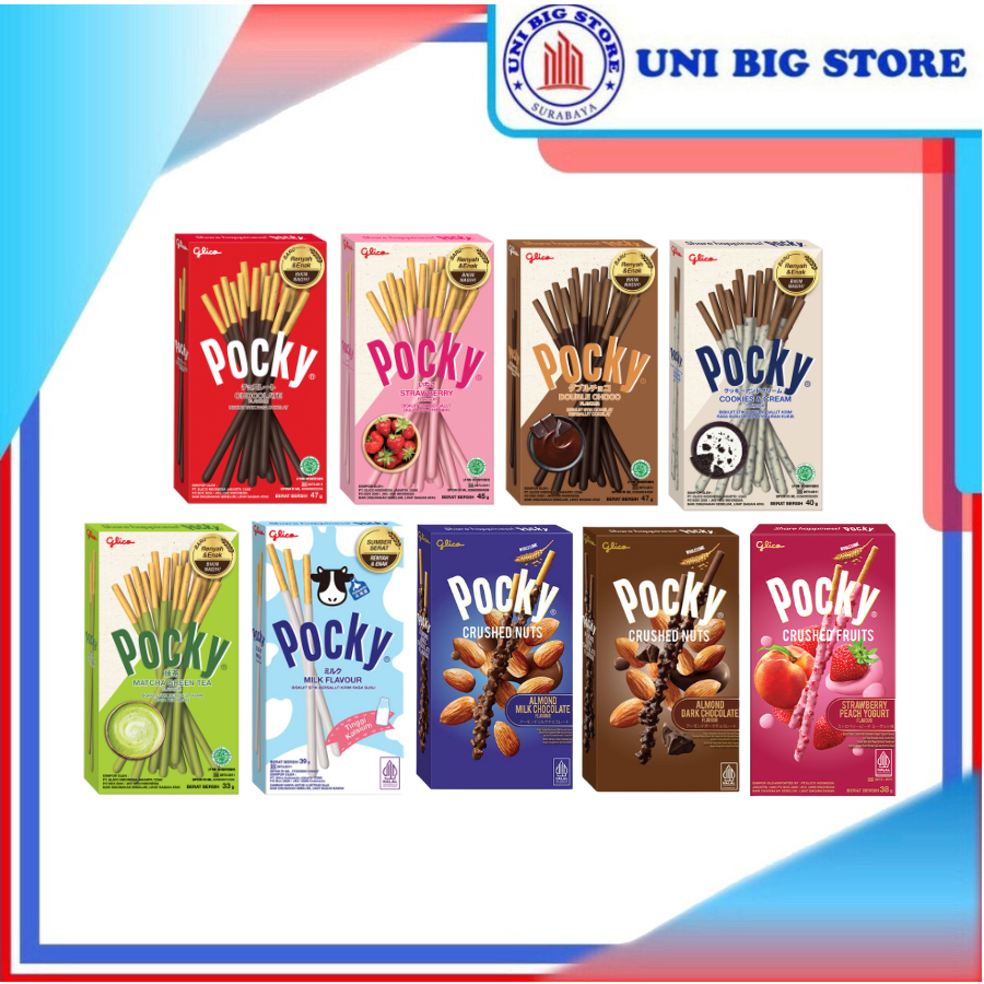 

Glico Pocky Stick Chocolate Coklat - Strawberry - Double Choco - Cookies Cream - Matcha - Colourful Limited Edition