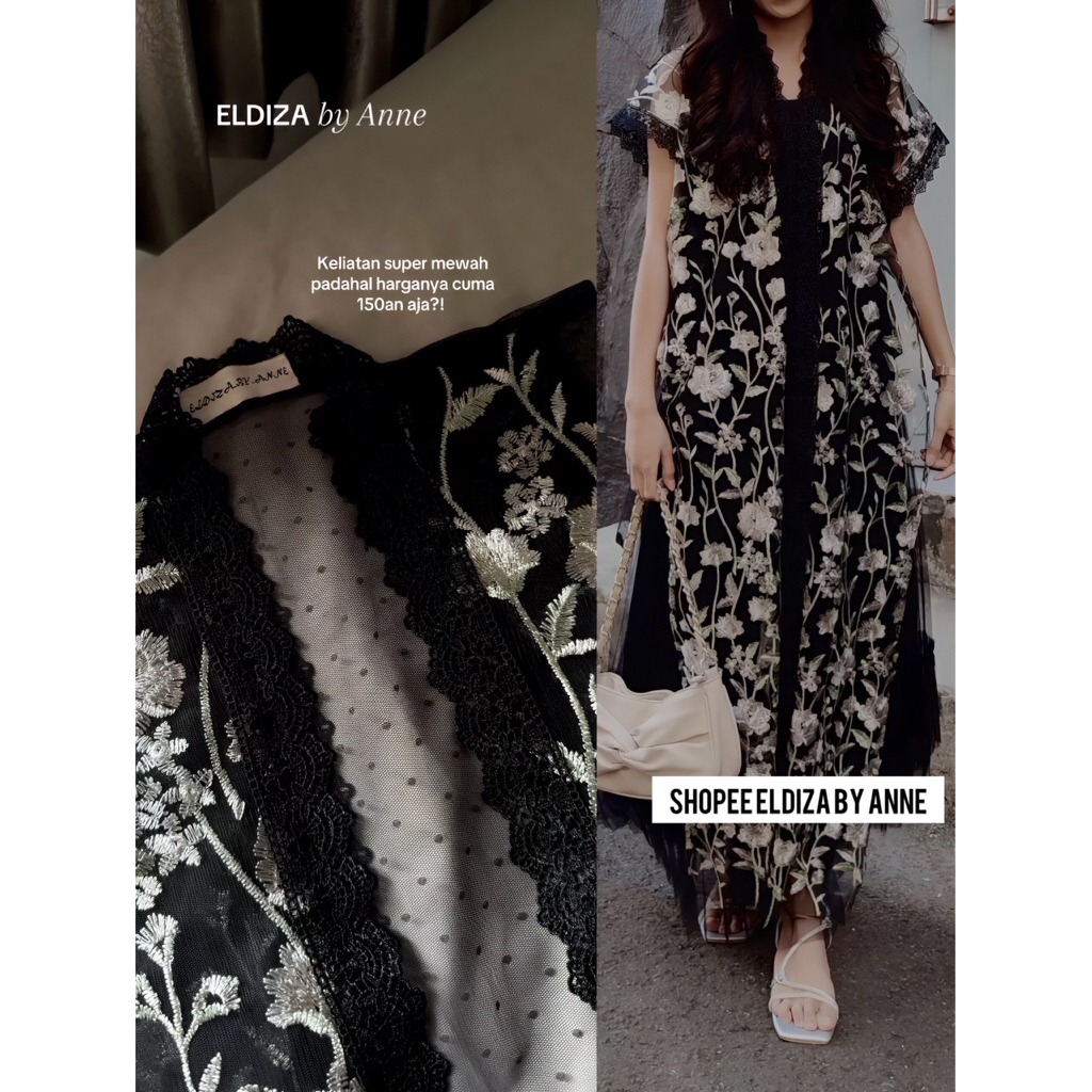 Cardigan Outer Wanita Motif Bunga Tille Transparan Lengan Panjang