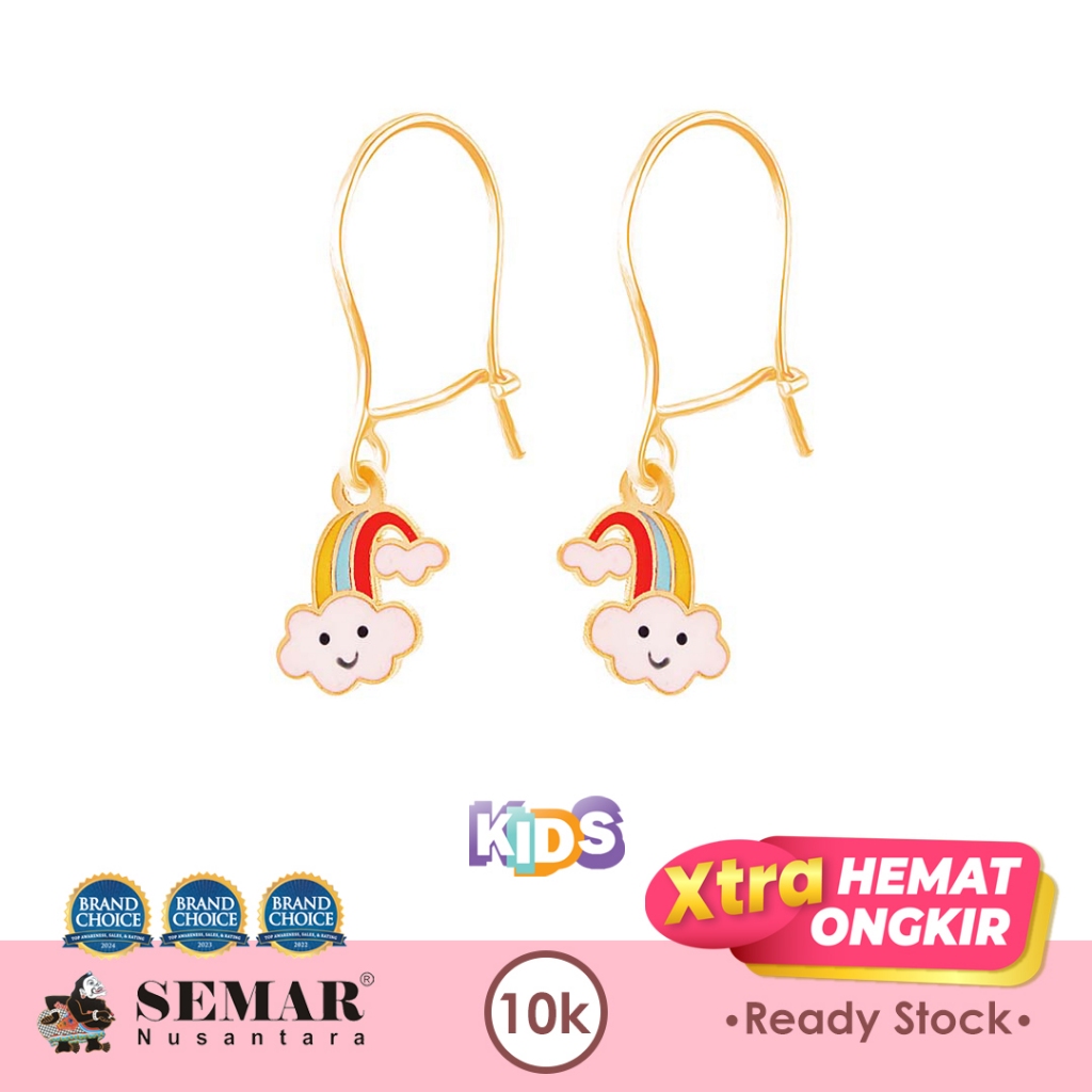 Anting Emas Anak Baby Colour Sweet Rainbow Gold 10K Semar Nusantara