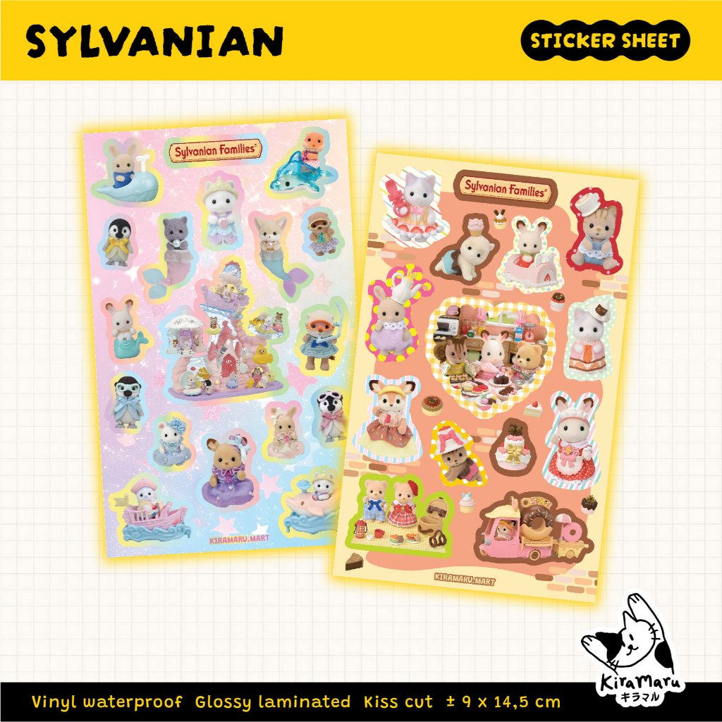 

Sylvanian Families Sticker Sheet / Vinyl Glossy Laminated / Sticker Deco Japan / Sticker Journal