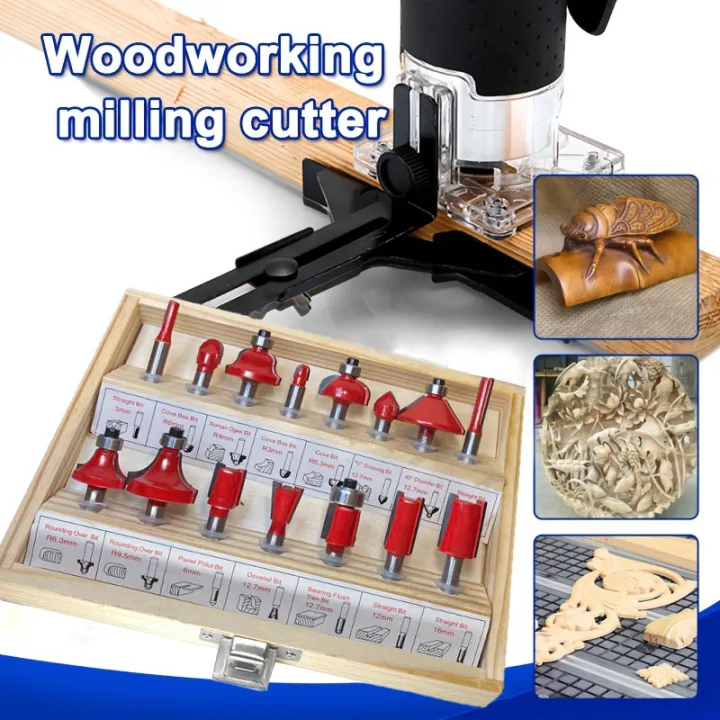15pcs mata profil kayu lengkap 6mm Untuk Membentuk Kayu mata router kayu lengkap Mata Mesin Profil R