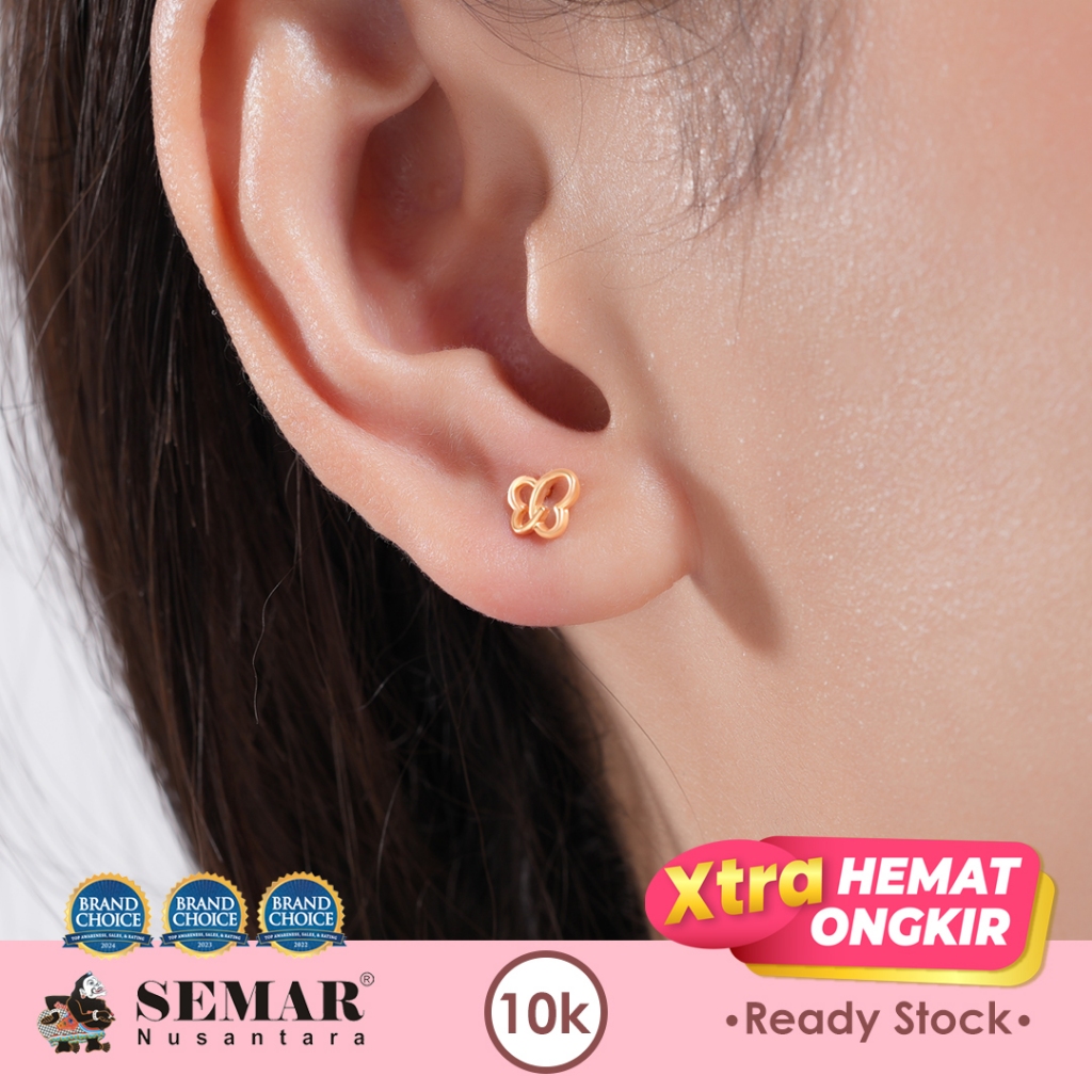 Anting Emas Tindik Cute Butterfly Gold 10K Semar Nusantara