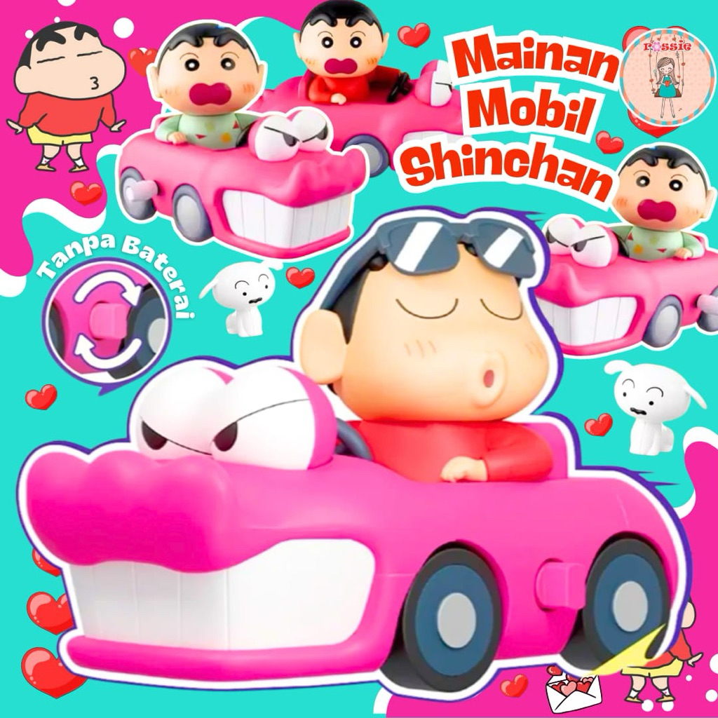 Mainan mobil Shincan baru/Mainan Anak Merangkak Wind-up Toys Bayi Mainan Balita Model Crayon Shin-ch