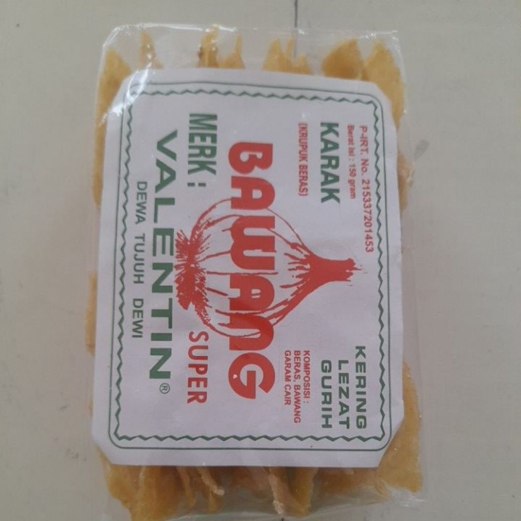 

Valentin Karak Kerupuk Beras Rasa Bawang 150gram