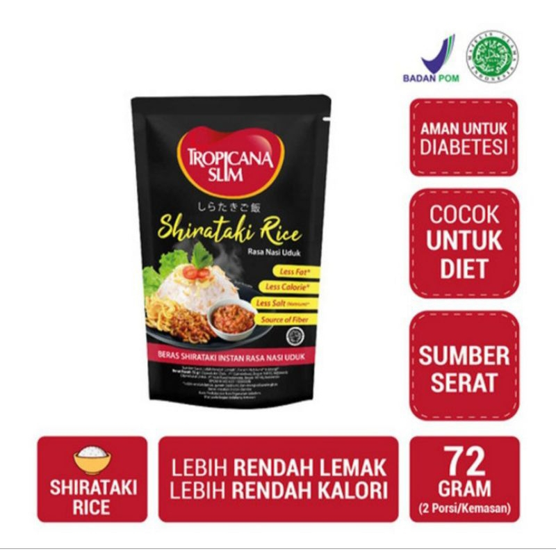 

[oddsolshop] pekanbaru/Tropicana Slim Shirataki Rice Rasa Nasi Uduk 72GR Beras Jepang Sehat