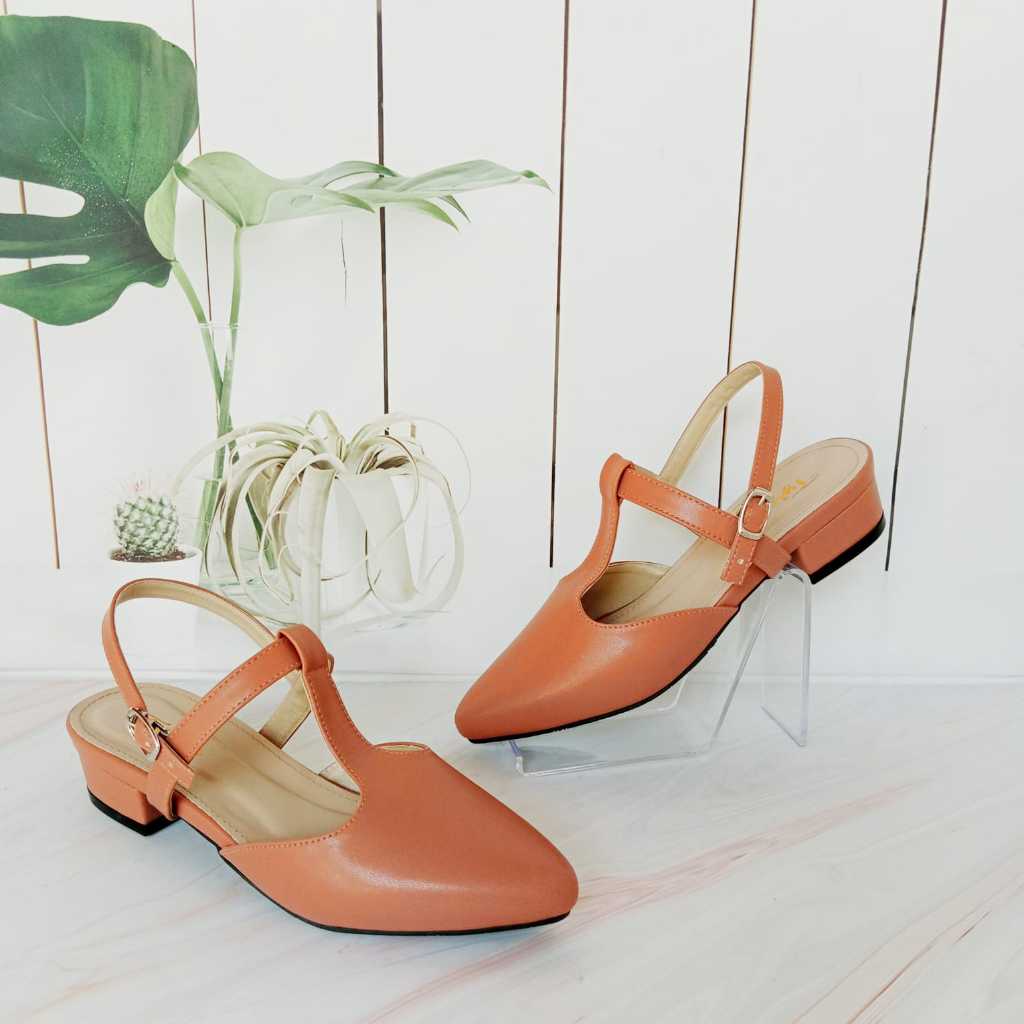 Sandal Heels Mules Wanita Tinggi Hak 3cm