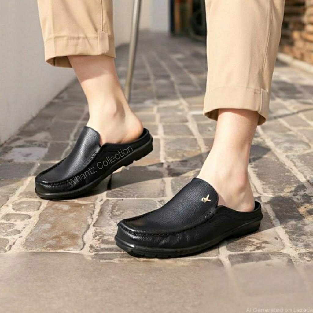 Sepatu sandal selop putih kulit asli | sepatu bustong tutong pria