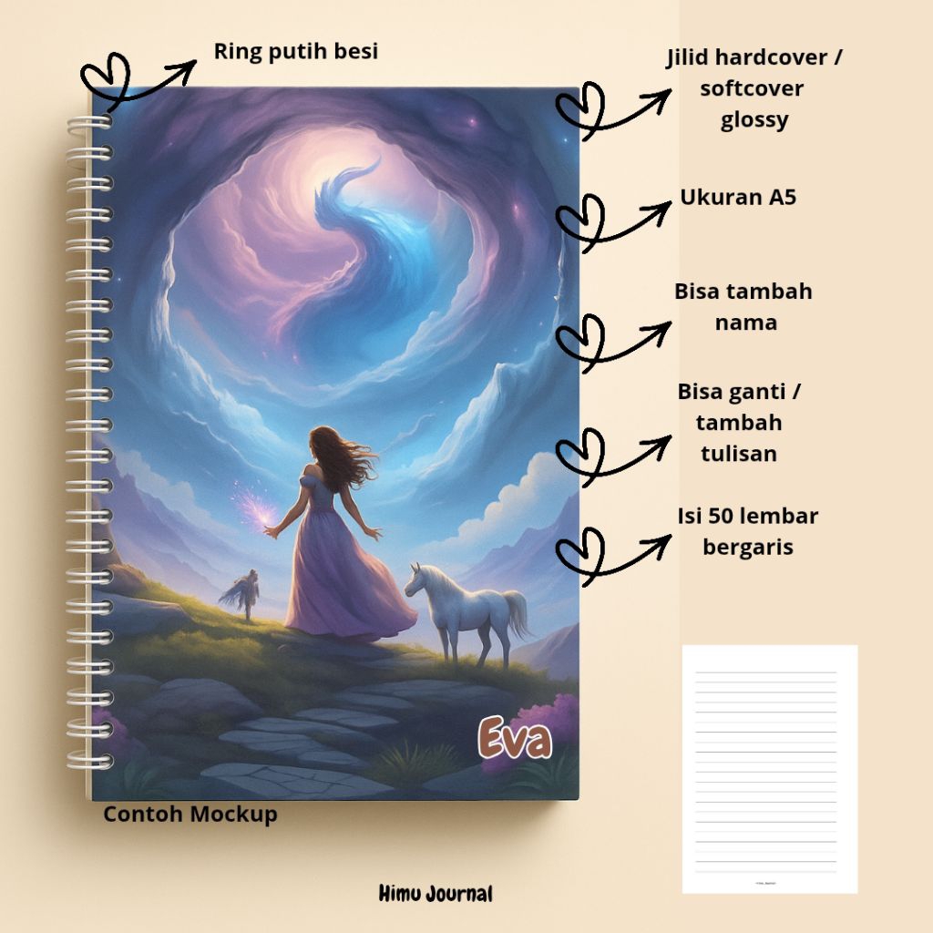 

Notebook custom tema fantasi himu journal hard cover ukuran A5