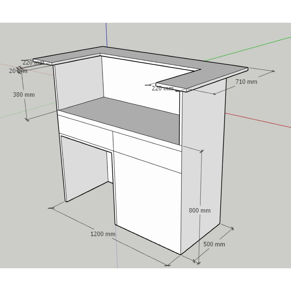Meja Kasir 120x50x120cm finishing putih