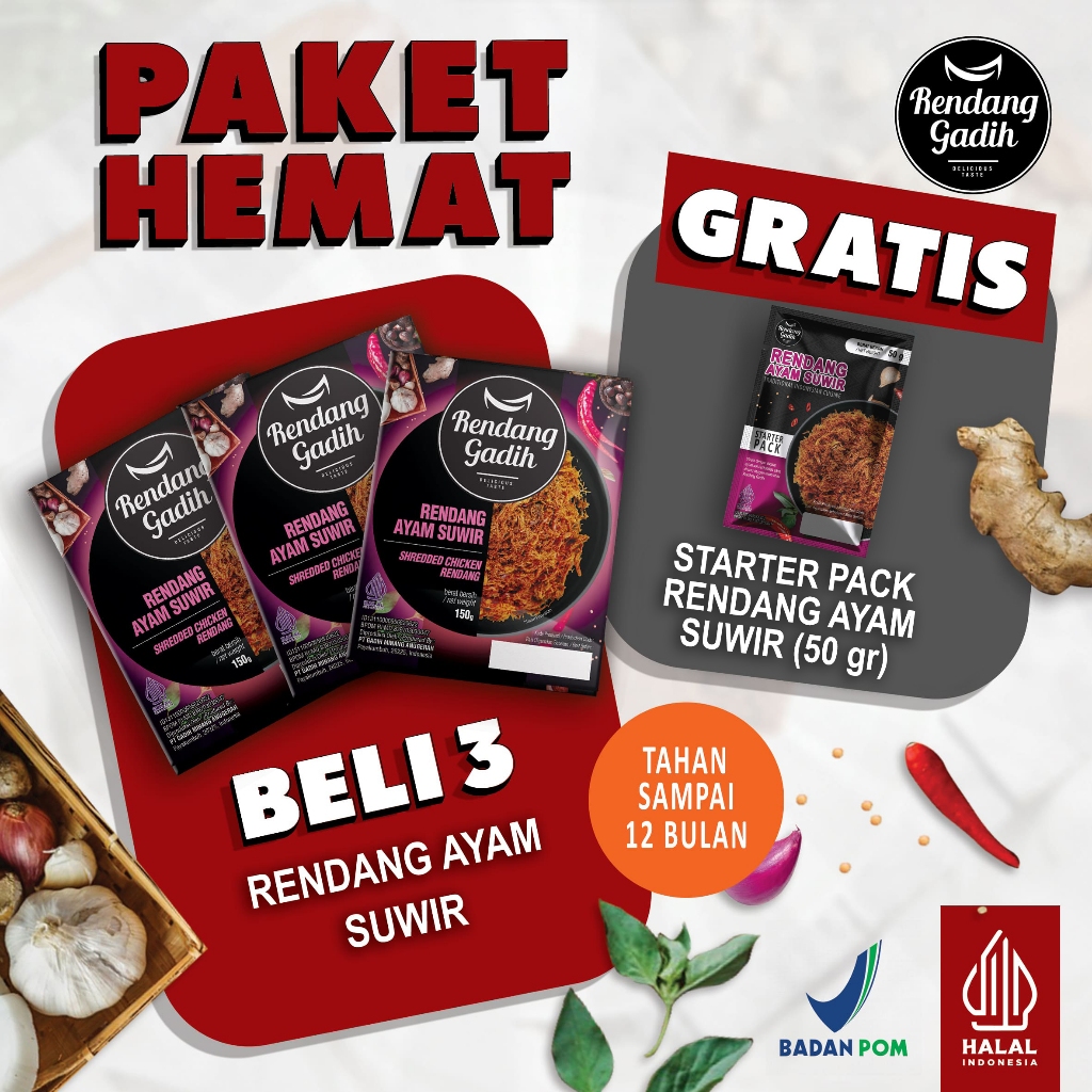 

WefeverrStore - Rendang Gadih - Paket 3 pcs Rendang Ayam Suwir @ 150 g
