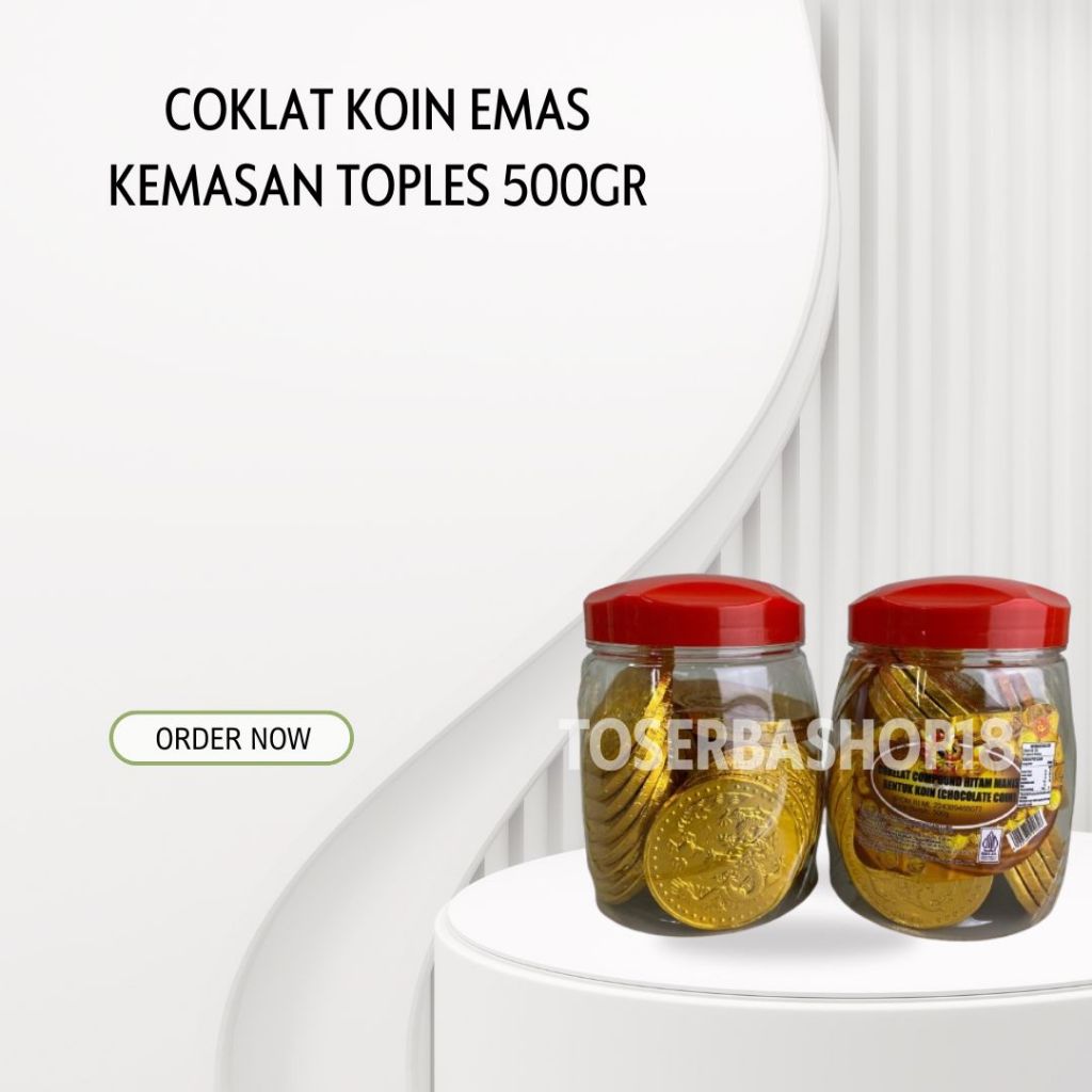 Coklat Koin Emas Bentuk (Chocolate Coin) 500gr / Coklat Koin Emas Kemasan Toples