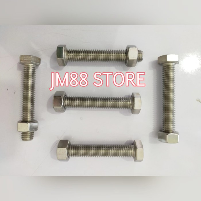 Baut stainless steel / baut mur hexagon stainless steel / baut hex stainless steel