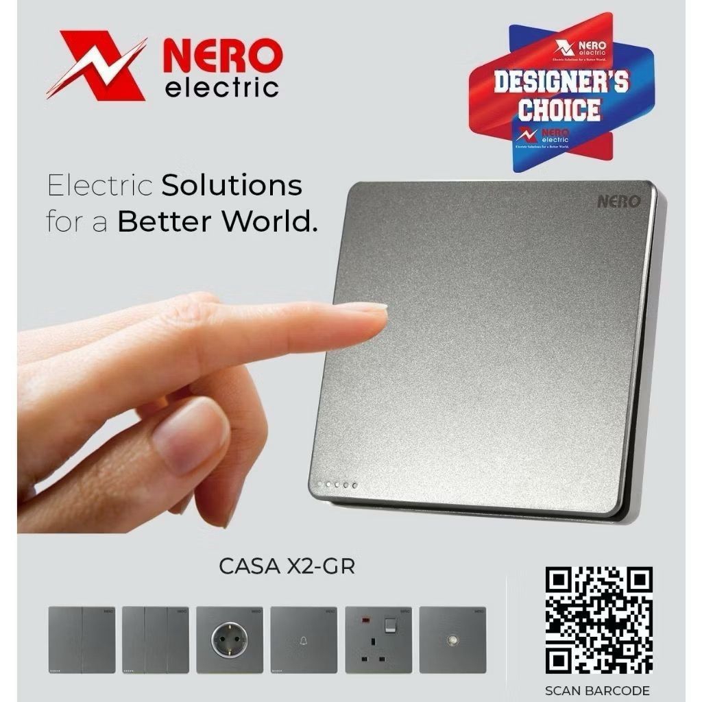￼NERO CASA X2 - GR SAKLAR LAMPU - STOP KONTAK - SAKLAR - SAKLAR NERO CASA X2 GREY -  SAKLAR NERO  - 
