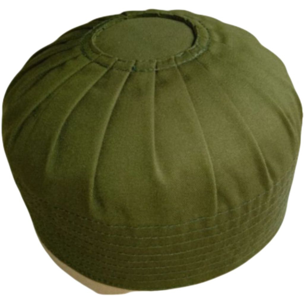 Peci kopyah haji umroh habib syech anak laki-laki dewasa hijau lumut  putih hitam polos