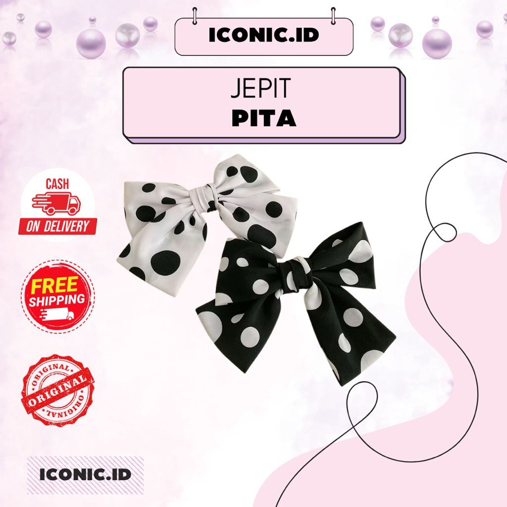 Iconic.id - Jepit Pita Hitam / Jepit Pita Putih / Jepit Pita Motif