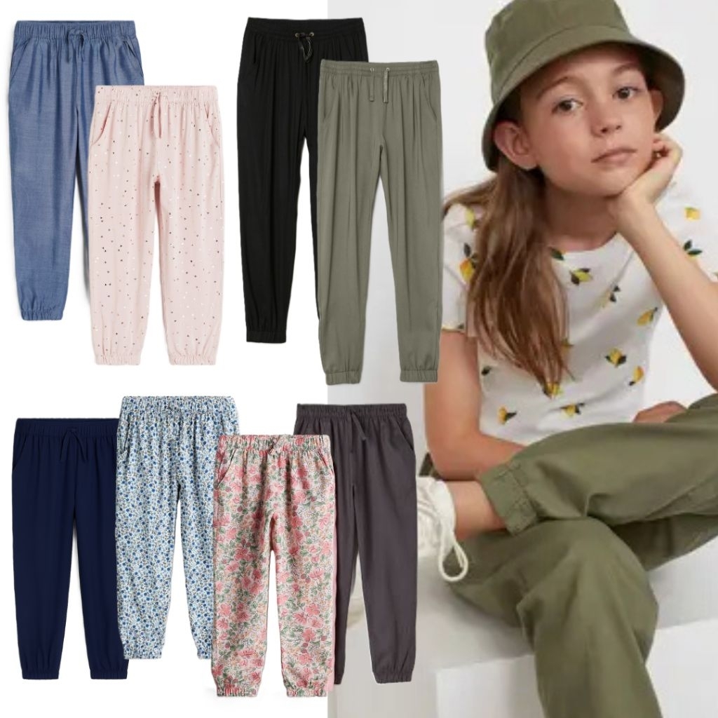 Celana Jogger Anak Perempuan Motif Bahan Viscose Hm  2y- 14y